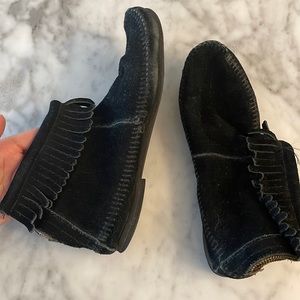 Black 100% Suede Minnetonka Booties